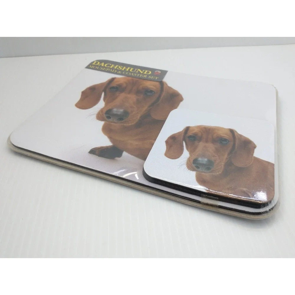 Mouse Pad Coaster Set Tan Brown Dachshund Doxie Wiener Dog Lot